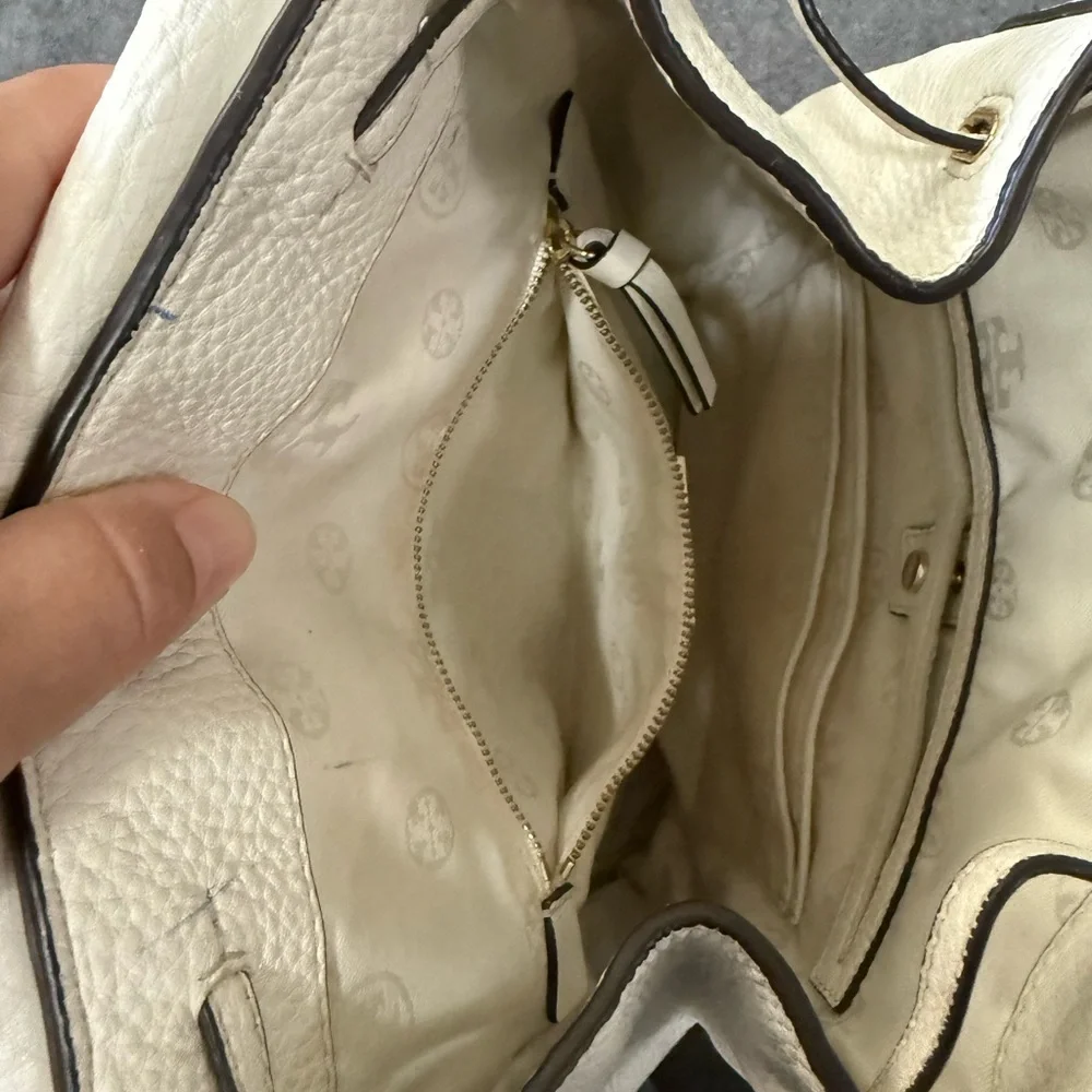 Tory Burch Cream Leather Backpack - Picture 7 of 13